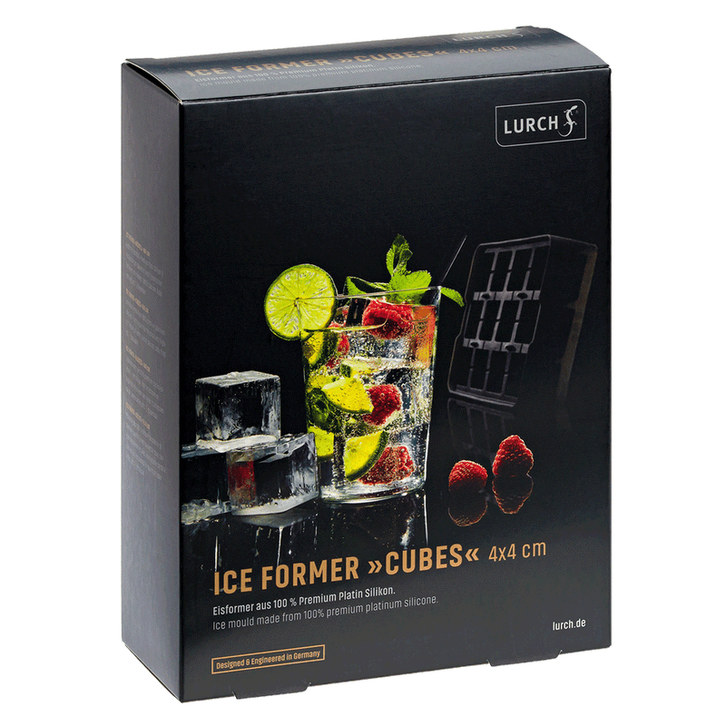 Lurch Eiswürfelbereiter Würfel 4x4cm schwarz mit Deckel