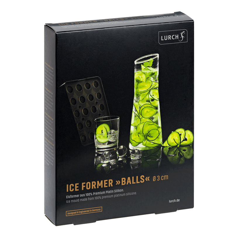 Lurch Eiswürfelbereiter Kugel Ø3cm schwarz mit Deckel