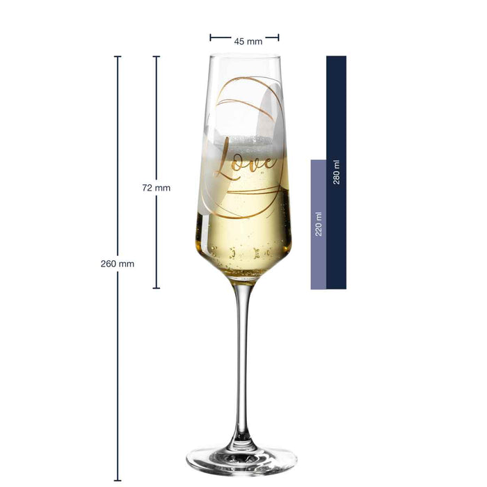 Leonardo Presente 2 champagne glasses 280ml Love