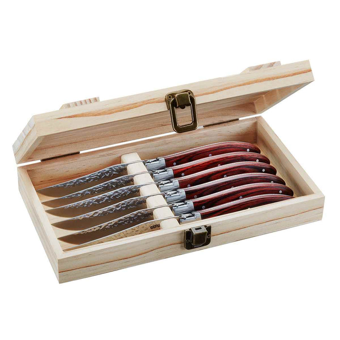 Gefu Rancho steak knife set with wooden handles, 6 pieces