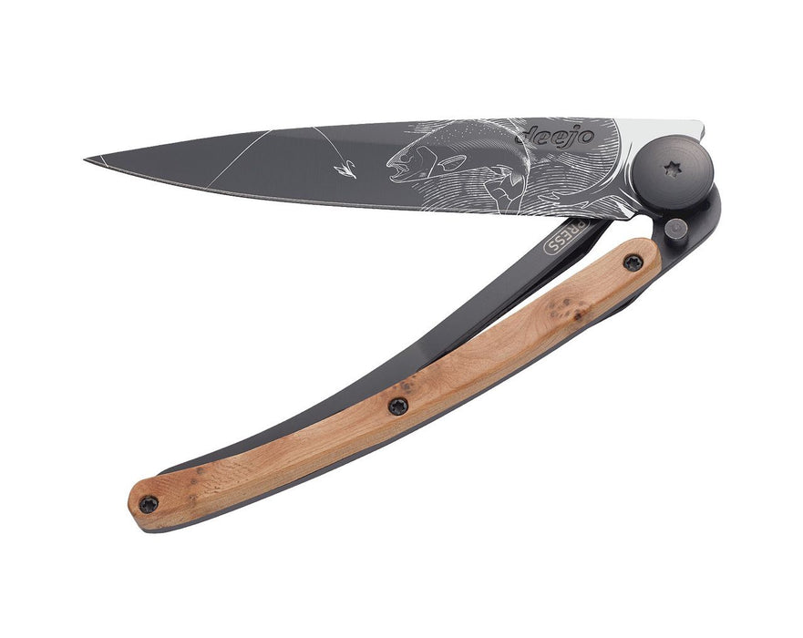 Deejo knife 37G, black, juniper wood