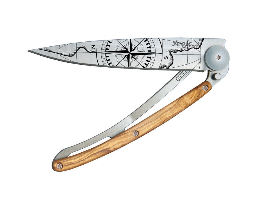 Deejo knife 37G, titanium, olive wood