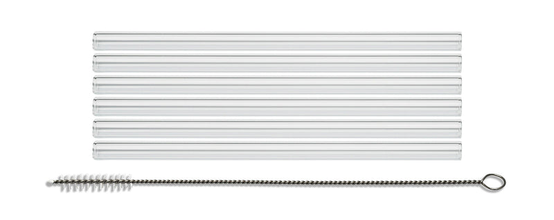Optitherm glass drinking straws clear set 6