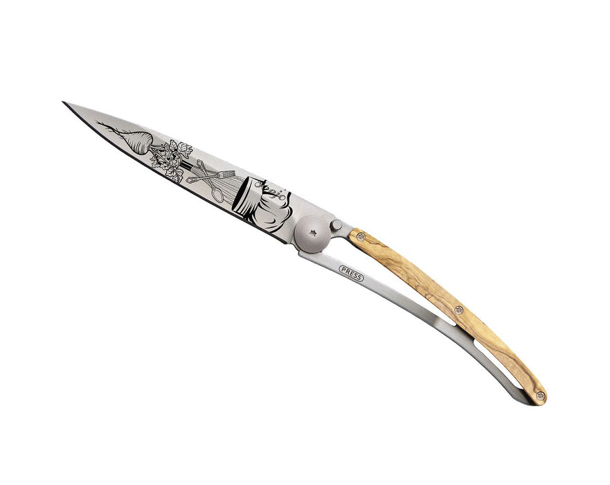 Deejo knife 37G, titanium, olive wood