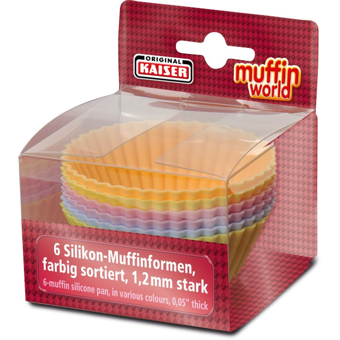 Kaiser muffin silicone baking cups, 6 pieces, colored, 7cm