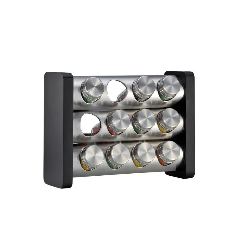 Küchenprofi Gewürzständer mit 12 Gläsern schwarz, rechteckig