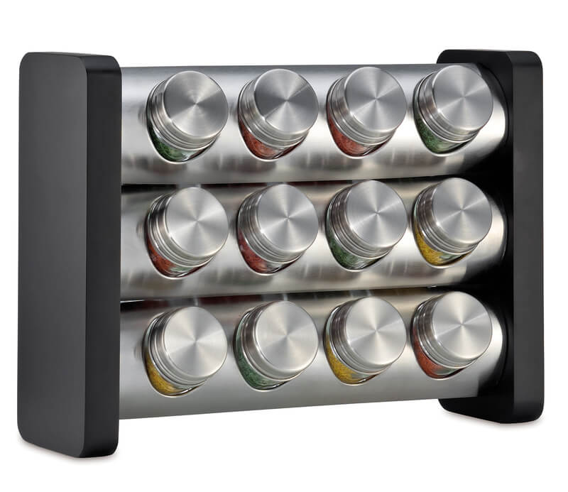 Küchenprofi Gewürzständer mit 12 Gläsern schwarz, rechteckig