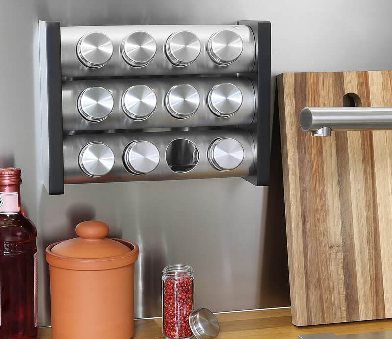 Küchenprofi Gewürzständer mit 12 Gläsern schwarz, rechteckig