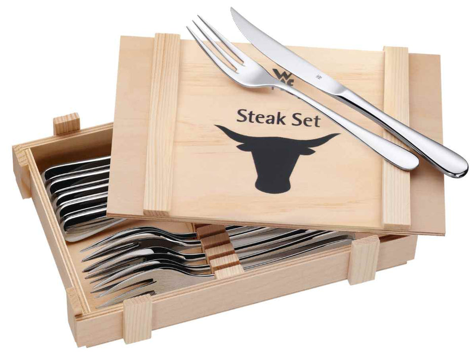 WMF steak cutlery set, 12 pieces in a wooden box