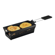 Mini Raclette in schwarz mit zwei Mini Pfannkuchen