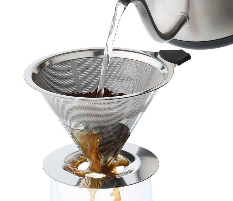 Cilio Dauerfilter für Kaffee mit Standfuß Edelstahl
