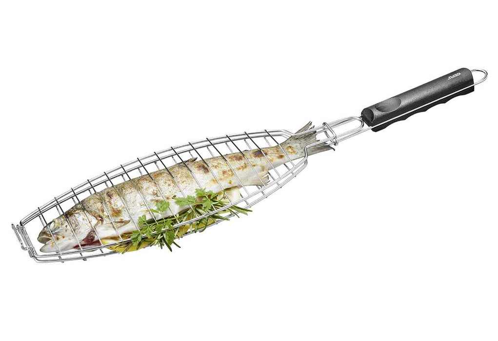 Gefu fish roaster BBQ stainless steel/plastic 49.5x12x1.5cm