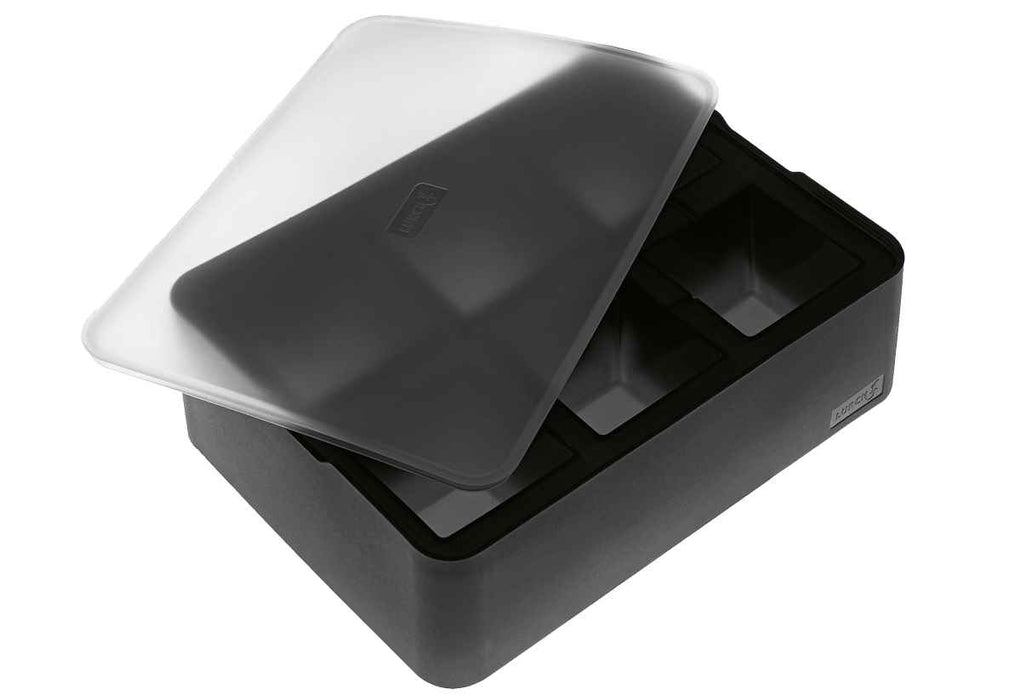Lurch Eiswürfelbereiter Würfel 5x5cm schwarz transparent mit Deckel