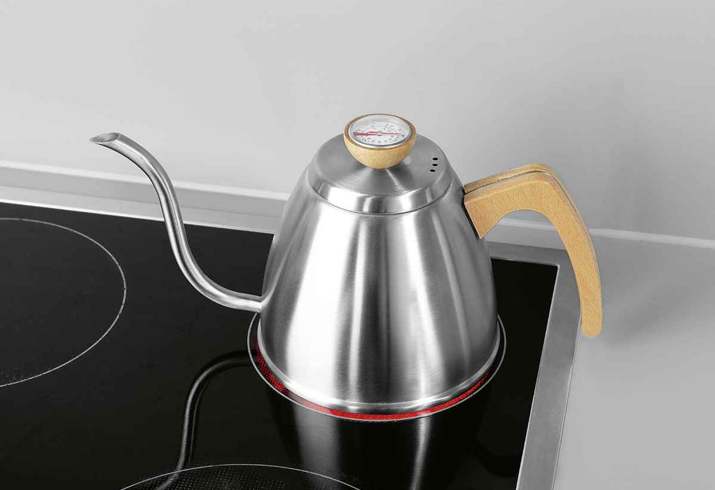 Beem kettle stainless steel with thermometer and wooden handle 1 liter