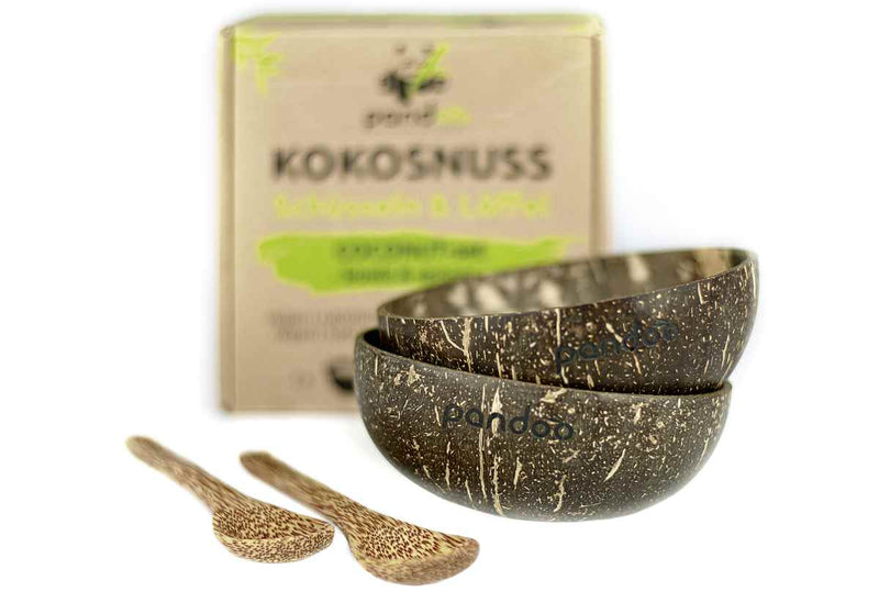 Pandoo Kokosnuss-Set (2 Schüsseln & 2 Löffel) 4teilig