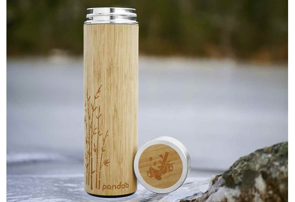 Pandoo bamboo thermal mug with tea strainer