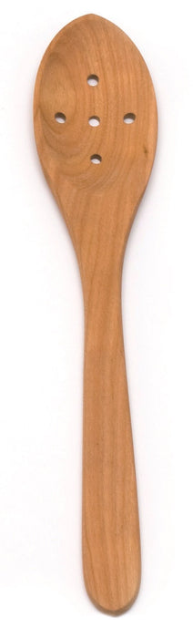 Wooden cooking spoon oval perforated, cherry wood, 30x6cm