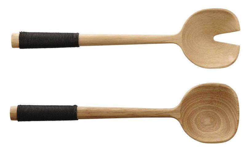 ASA Salatbesteck Holz mit schwarzem Nylongriff 24 x 6,3 cm