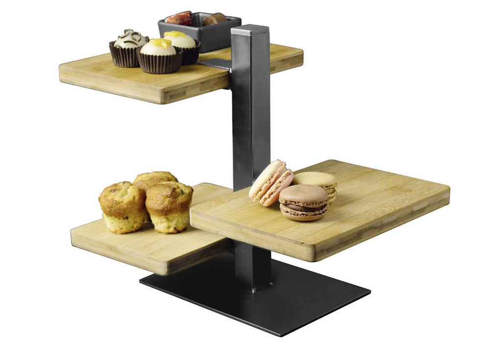 Gusta cake stand wood-metal 18x12.8x24.5cm