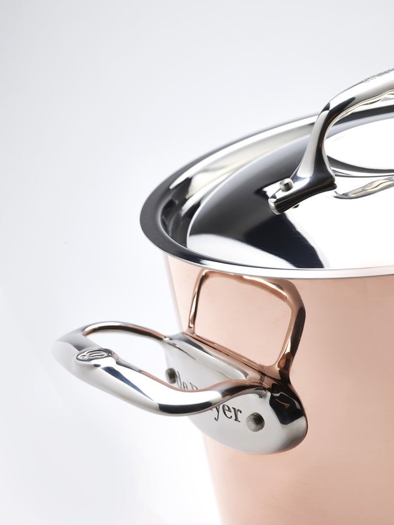 de Buyer Prima Matera massive Kupfer Schmorkasserolle  28cm mit Edelstahl Deckel und Griffen