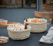 Häckelkörbe hell aus Baumwolle mit Lederschlaufe von Asa | Online oder Lokal erhältlich bei Stil und Ambiente Waldshut-Tiengen