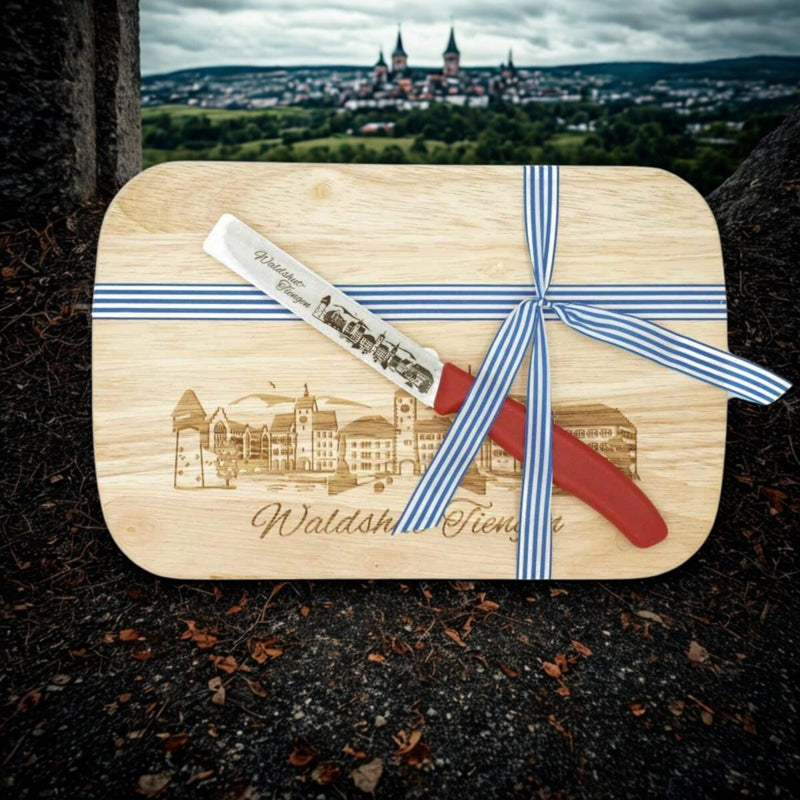 Brotzeitbrett mit Messer Waldshut-Tiengen, Bundle rot