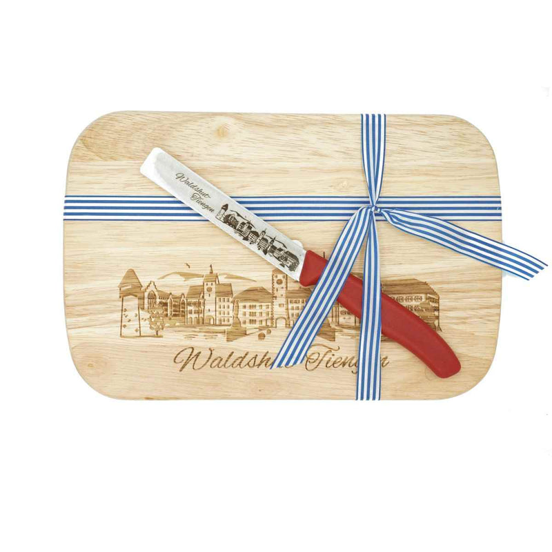 Small snack board with knife Waldshut-Tiengen, bundle red