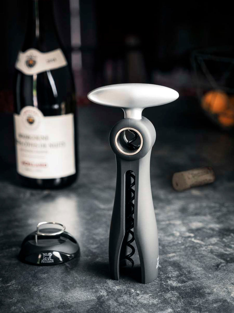 Peugeot Salma Spindelkorkenzieher mit Kapselschneiderring 19cm, schwarz