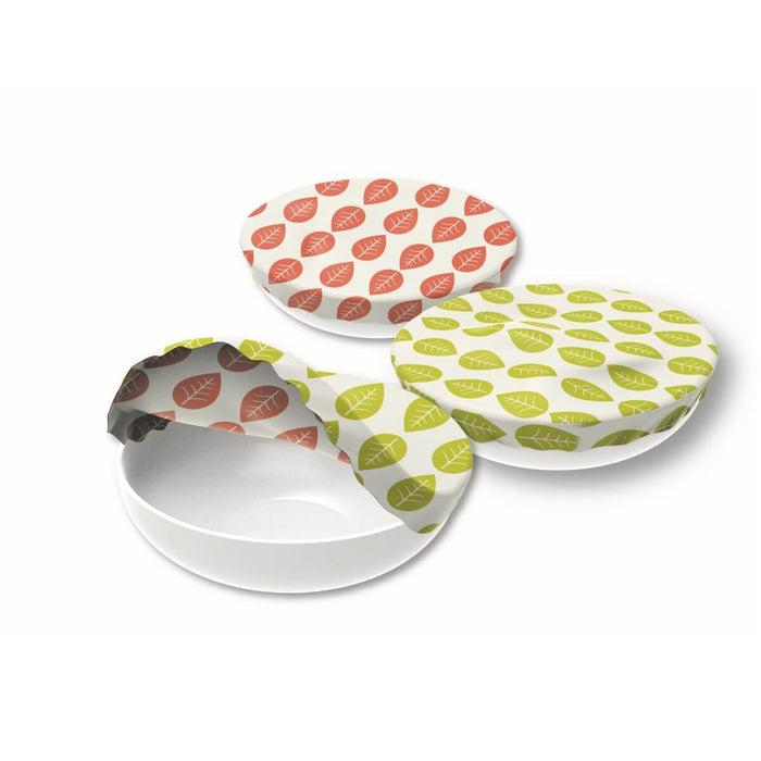 Nuts Textile Bowl Cover Set of 3 Green Leaves