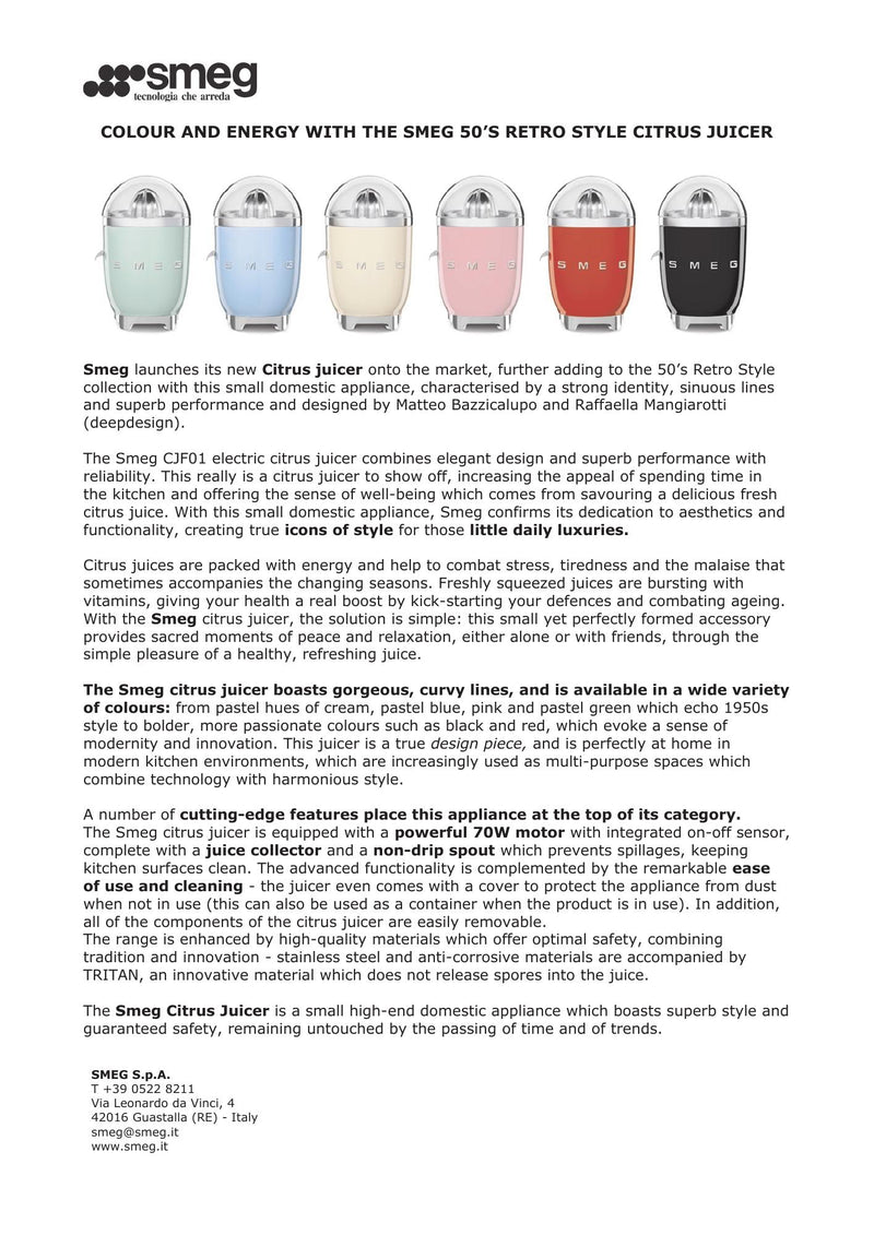 Smeg Dolce Gabbana citrus press CJF01DGEU