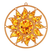 Bernstein Holz Suncatcher zum anbringen an ein Fenster, Motiv Sonne