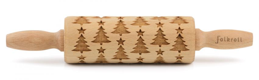 Folkroll Holzrolle 23cm mit Tannenbäumen | Stil und Ambiente - haushaltgeschenke