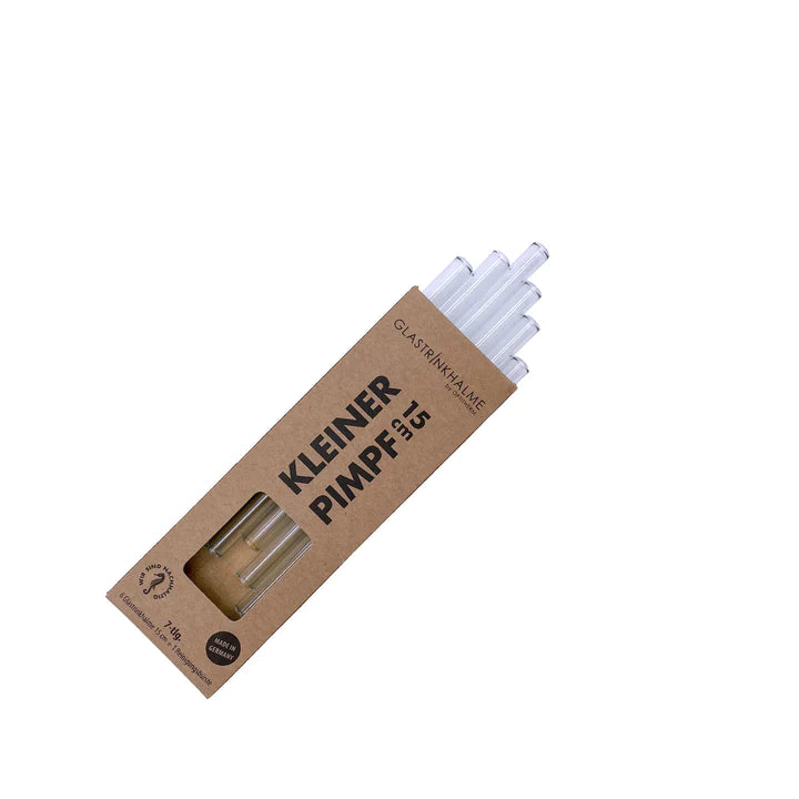 Optitherm glass drinking straws clear set 6