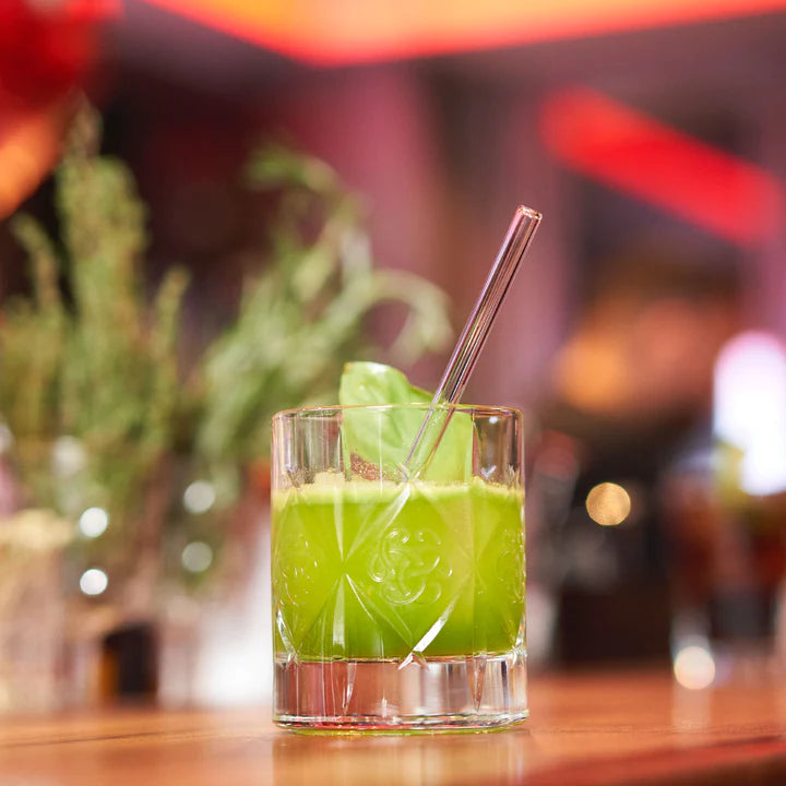 Optitherm glass drinking straws clear set 6