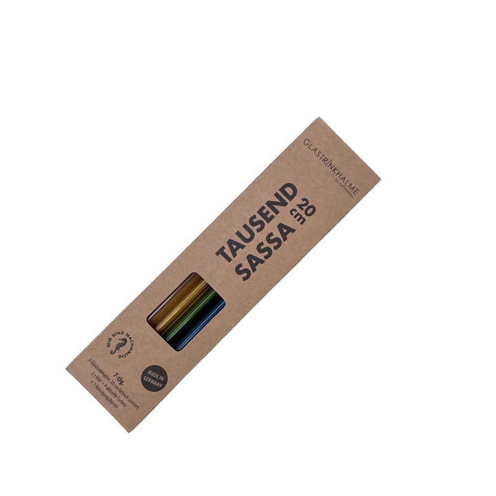 Optitherm glass drinking straws colored set 6