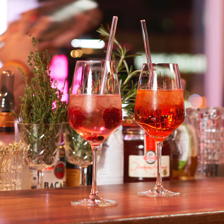 Optitherm glass drinking straws colored set 6