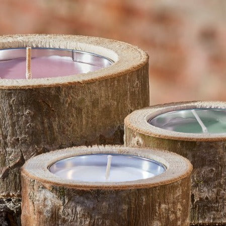 Outdoorkerze Rustic Wood 16 x 7cm – Perfekt für gemütliche Abende im Freien