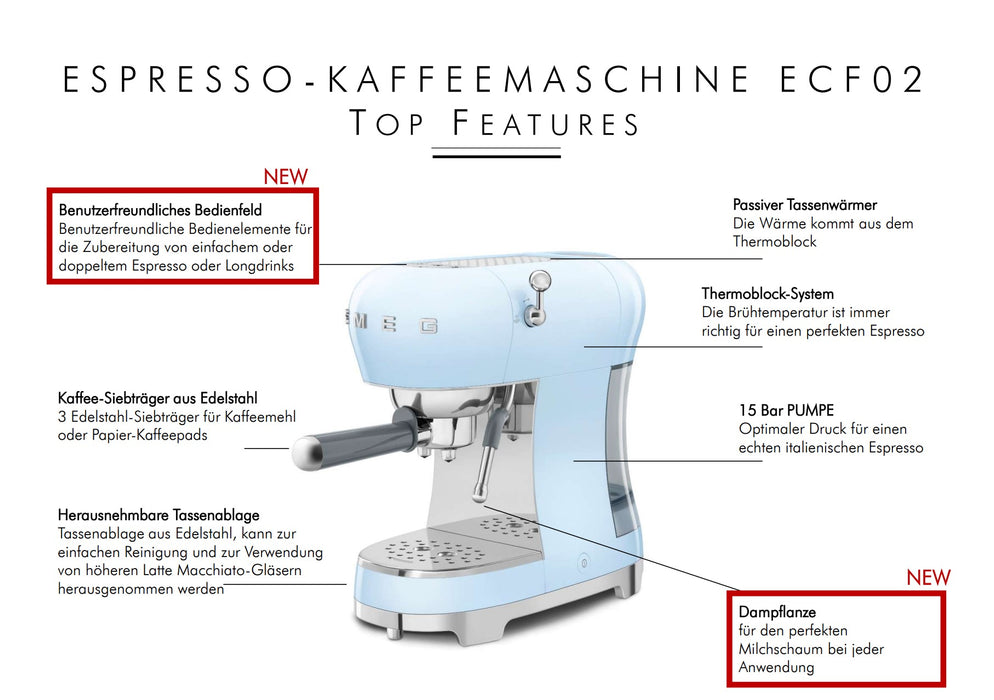 Smeg Retro Style Espresso Machine ECF02 —