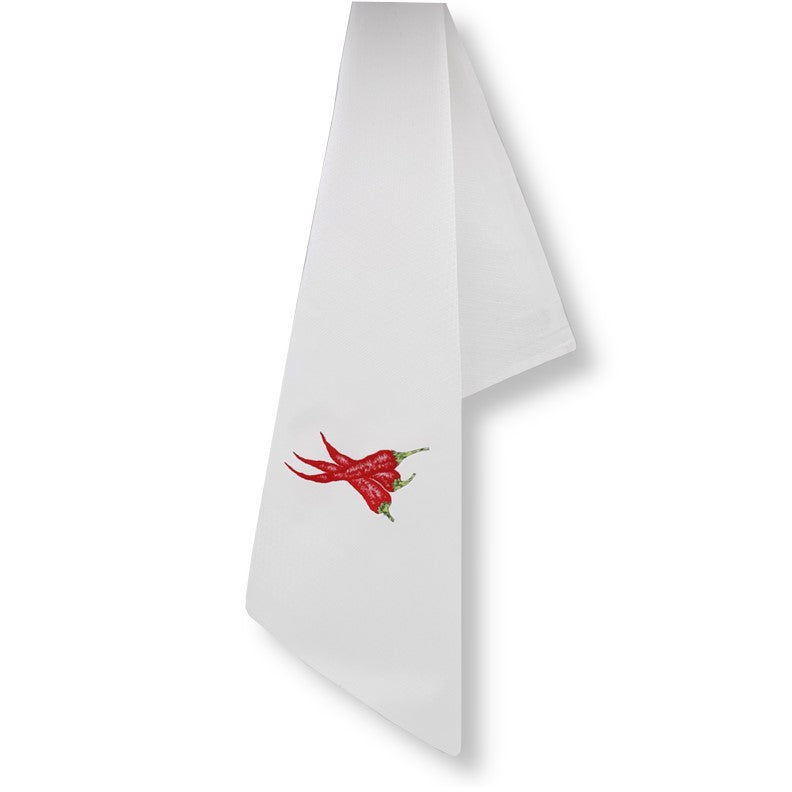 Geschirrtuch Vista Portuguese bestickt, weiß mit roter Chili