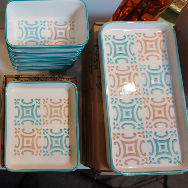 Vista Portuguese Turquoise/Beige Mini Platte 16 x 14cm